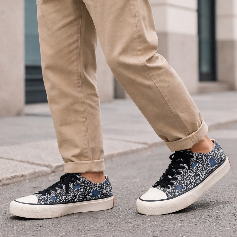 ARTICLE NO.  1007 Lo Top Vulcanized  Sneaker In Blue/White/Black Size 8